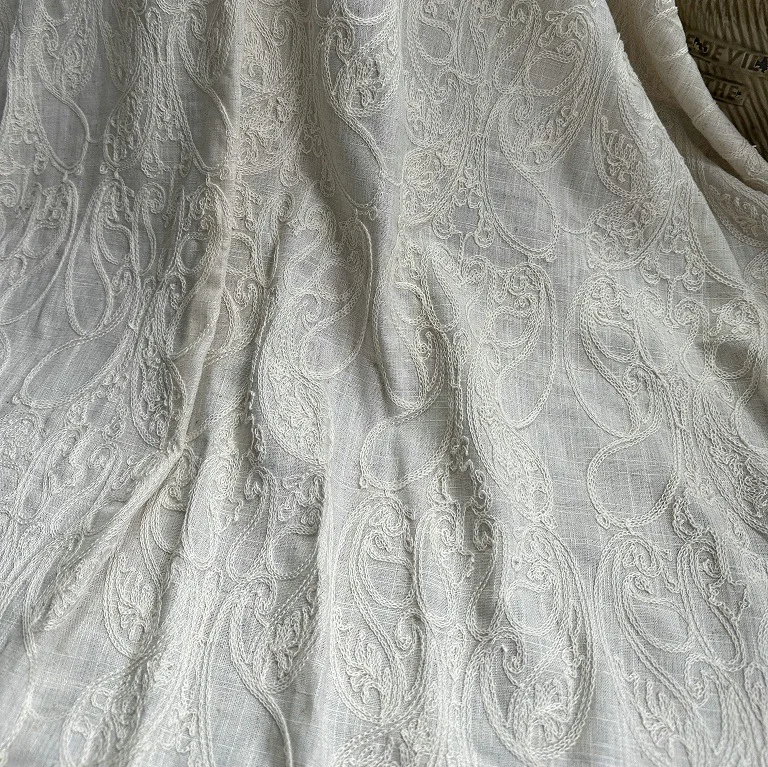 Embroidery Chain Stitch - Tela base de lino puro con