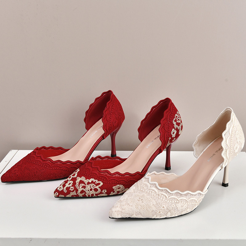Embroidery In The Piece - Zapatos de novia de tacón alto
