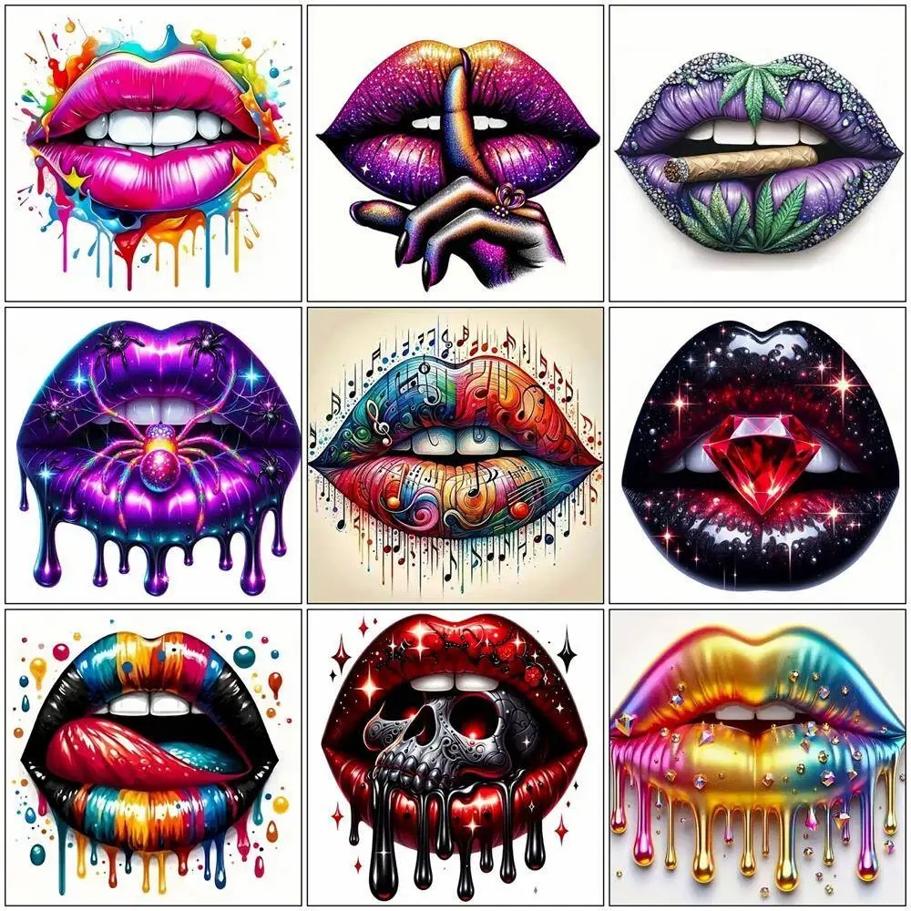 Embroidery Lips - Pintura de Diamantes de Labios, con