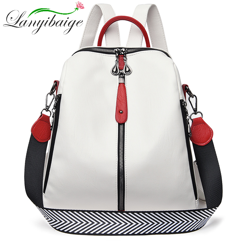 Embroidery Keychain - Mochila De cuero suave para mujer,