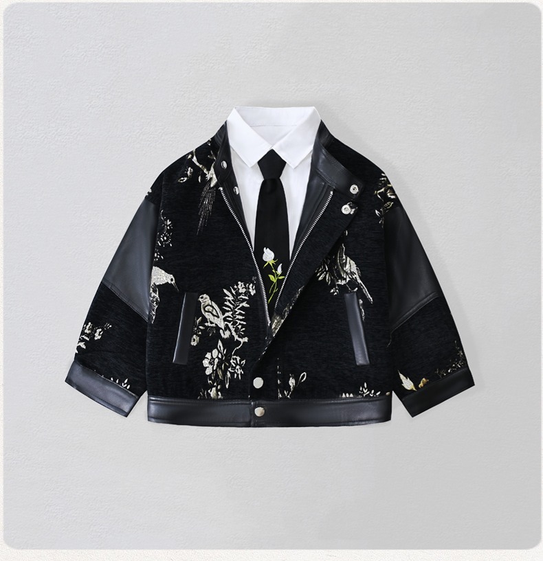 Embroidery Jacket - Chaqueta de cuero Pu con bordado