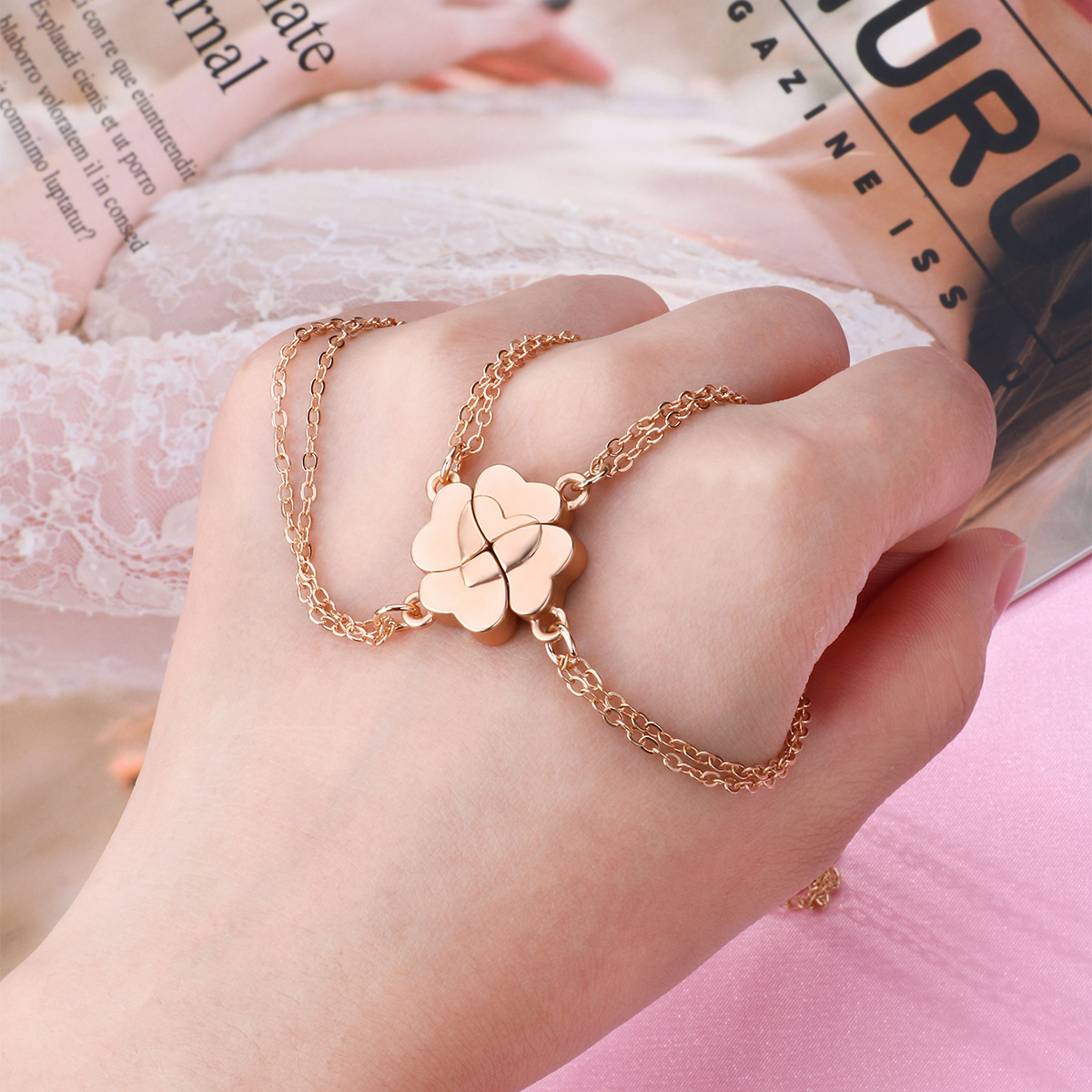 Embroidery Chain Stitch - Elviragirl-collar de piedra magnética con costura