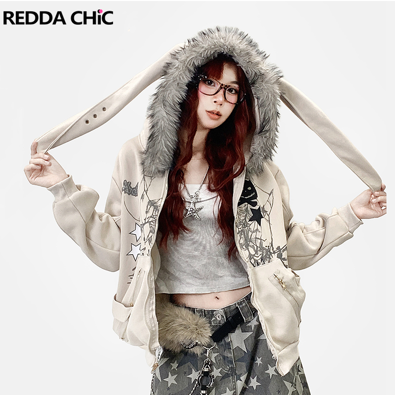 REDDACHiC-sudaderas con capuch - Embroidery Zip Up Hoodie reseña y precio