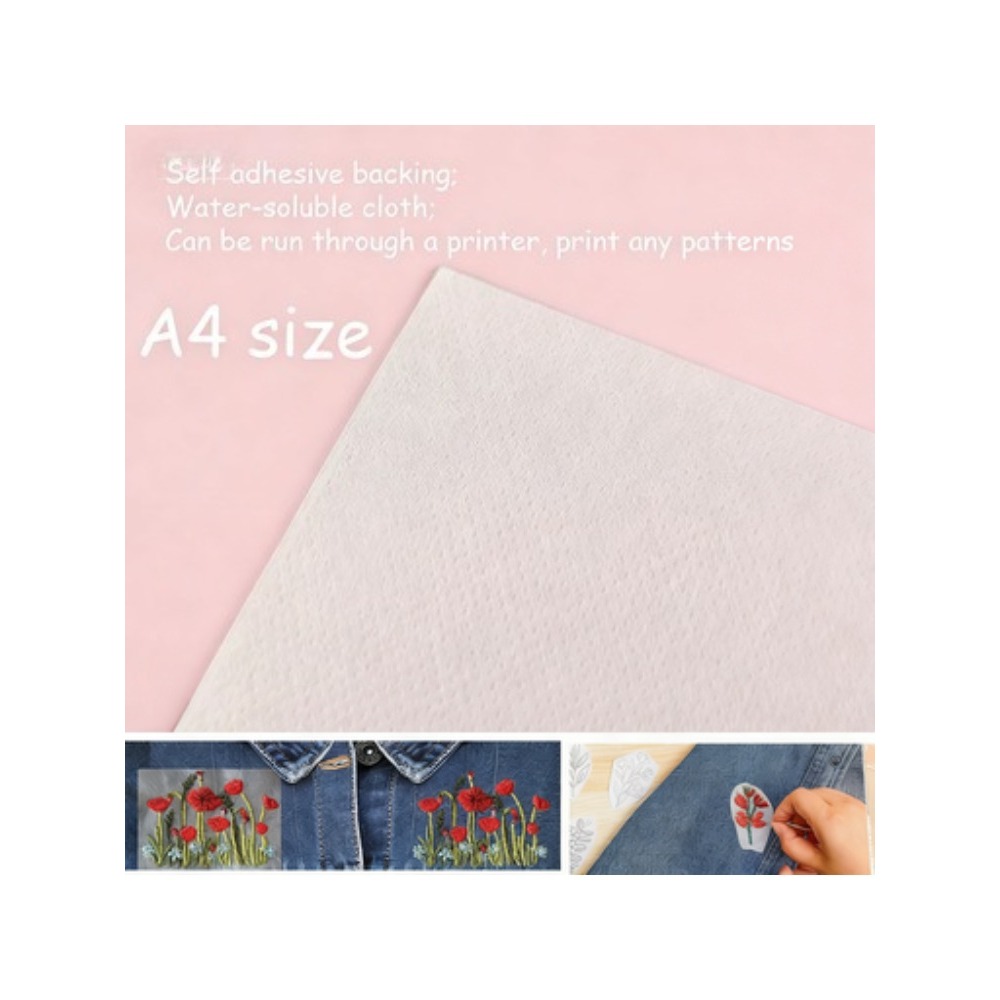 5 hojas A4, adhesivo estabiliz - Embroidery Web reseña y precio