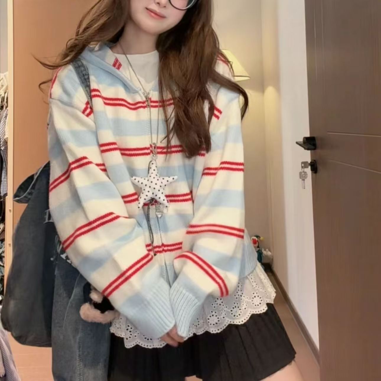 Cárdigan de punto con cremalle - Embroidery Zip Up Hoodie reseña y precio