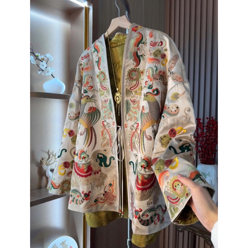 Nuevo Kimono Estilo Chino, Cha - Embroidery Jacket reseña y precio