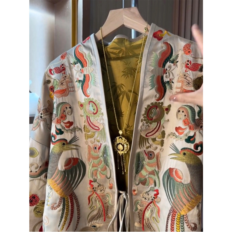 Nuevo Kimono Estilo Chino, Cha - Embroidery Jacket reseña y precio
