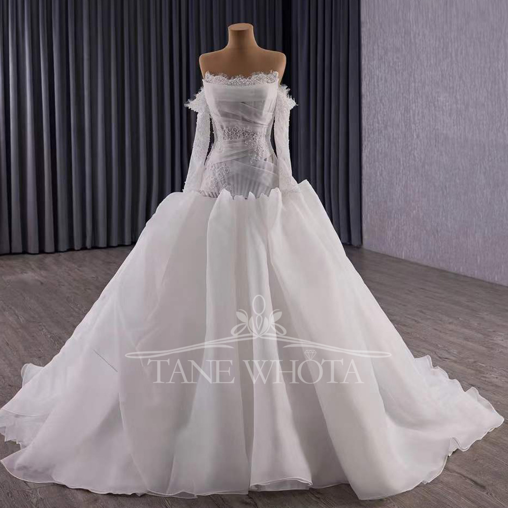 Vestidos Novias Boda sin tiran - Embroidery Organza reseña y precio