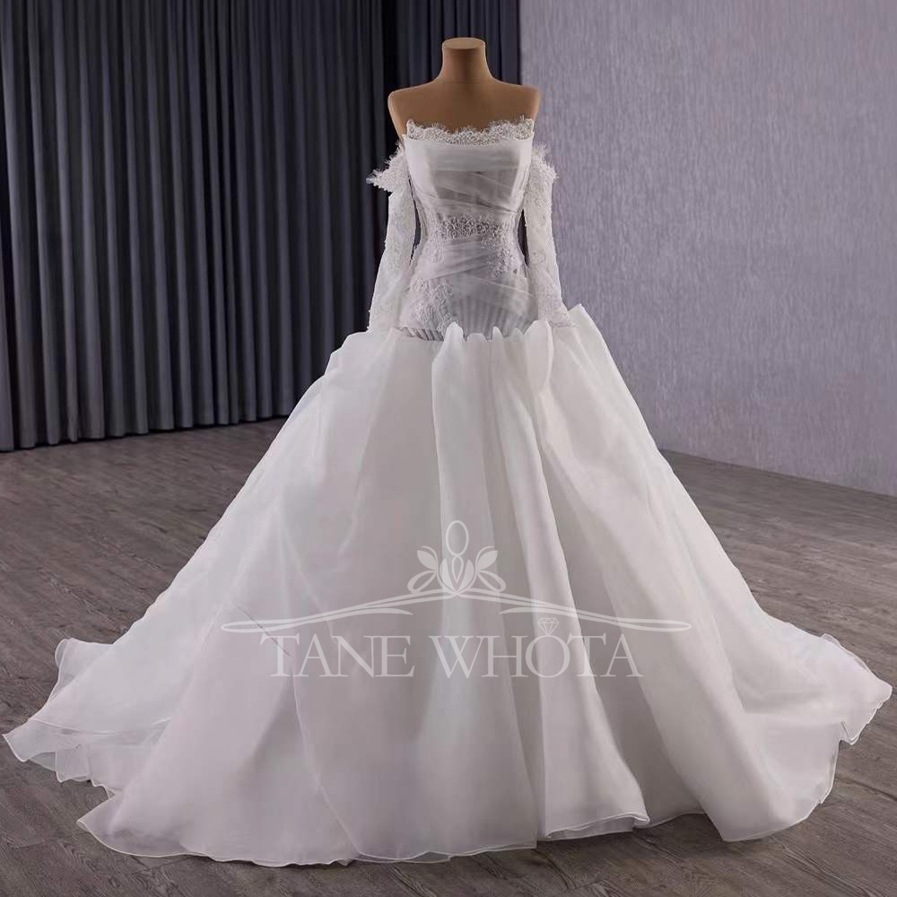 Vestidos Novias Boda sin tiran - Embroidery Organza reseña y precio